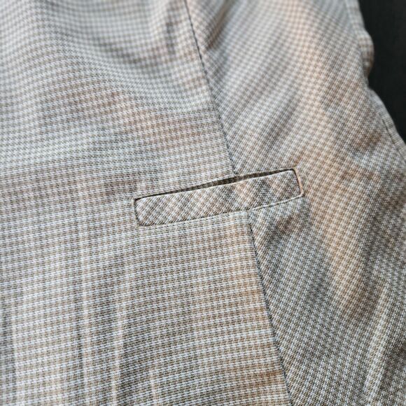 Ann Taylor Tan Houndstooth Knit Peplum Top Career Work Office Lined Size 14 - Picture 7 of 10